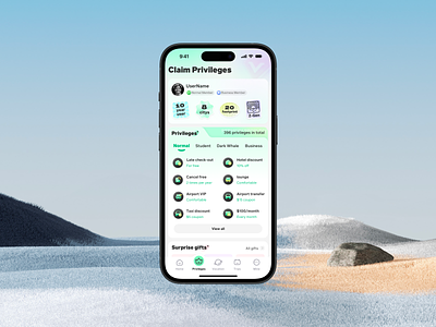 Travel App Member Page blur ui coupons ui frosted glass style member ui tongcheng travel ui travel app travel ui design ui youthful youthful ui 同程旅行
