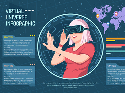 Virtual Universe Infographic Concept flat design graphic design illustration infographic ui vector virtual reality virtual universe vr wallpaper world