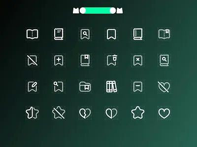 MooooM Day 90 - Duo Tone book search bookmark design favourites figma icons library like love mooom ui