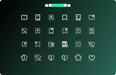 MooooM Day 90 - Duo Tone book search bookmark design favourites figma icons library like love mooom ui