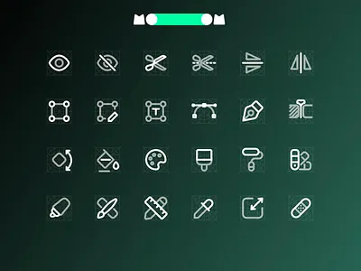 MooooM Day 95 - Duo Tone bandaid bezier design figma icons mooom paint palette pen tool scissors ui