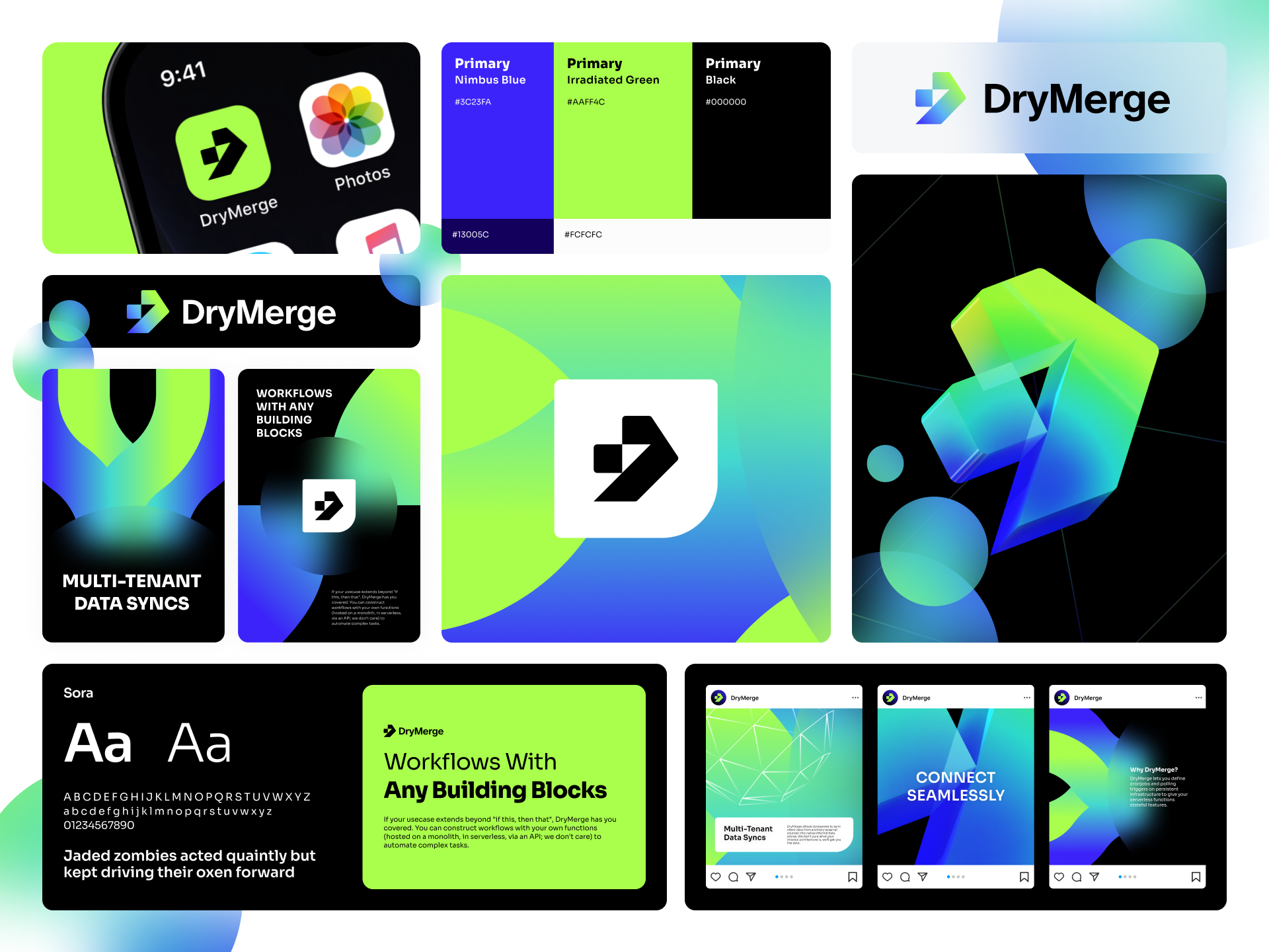 DryMerge branding graphic design identity logo software tech