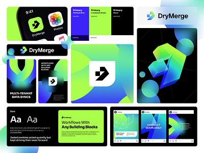 DryMerge branding graphic design identity logo software tech