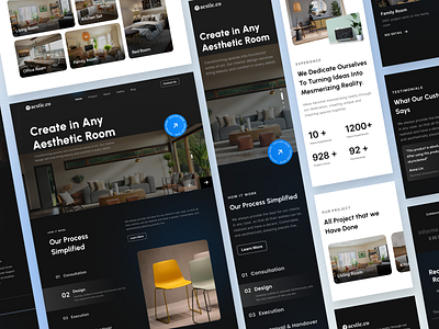 Aestic.co - Desktop & Mobile Responsive Preview agensip architecture building clean furniture home house interior interior design kitchen landingpage living room minimal mobile real estate responsive room room space uiux web design