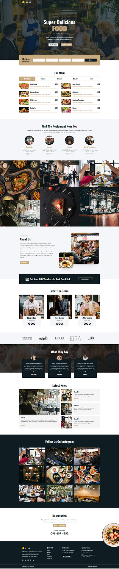 Website UI Desing - Restaurent elementor figma food menu landing page menu section restaurent restaurent website design ui web design website design wordpress