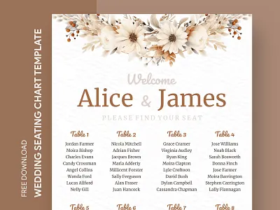 Boho Wedding Seating Chart Free Google Docs Template arrangement chart design docs document flowers free google docs templates free template free template google docs google google docs marriage plan seating seating chart seating plan template wedding
