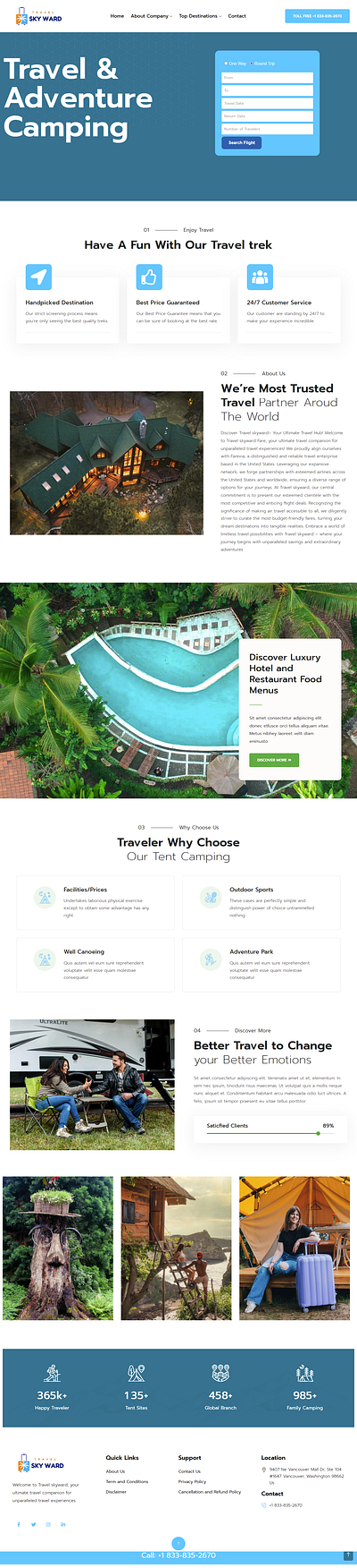 Travel Sky Ward ui web design website design