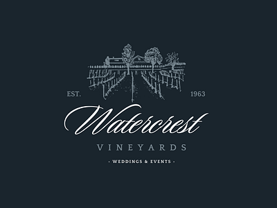 Watercrest Vineyards brand branding country side design drawing event venue illustration logo logo design vineyard vineyards wedding venue wine wine vineyard