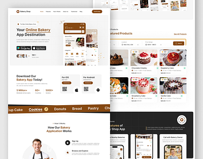 Bakery App Landing Page | Bakery App Website | Figma app app landing page bakery app landing page design figma figma designer figma ui ux designer figma web designer hire dedicated ui ux designer hire ui ux designer landing page uxui web web desginer web designer in usa web developer webflow website design wordpress