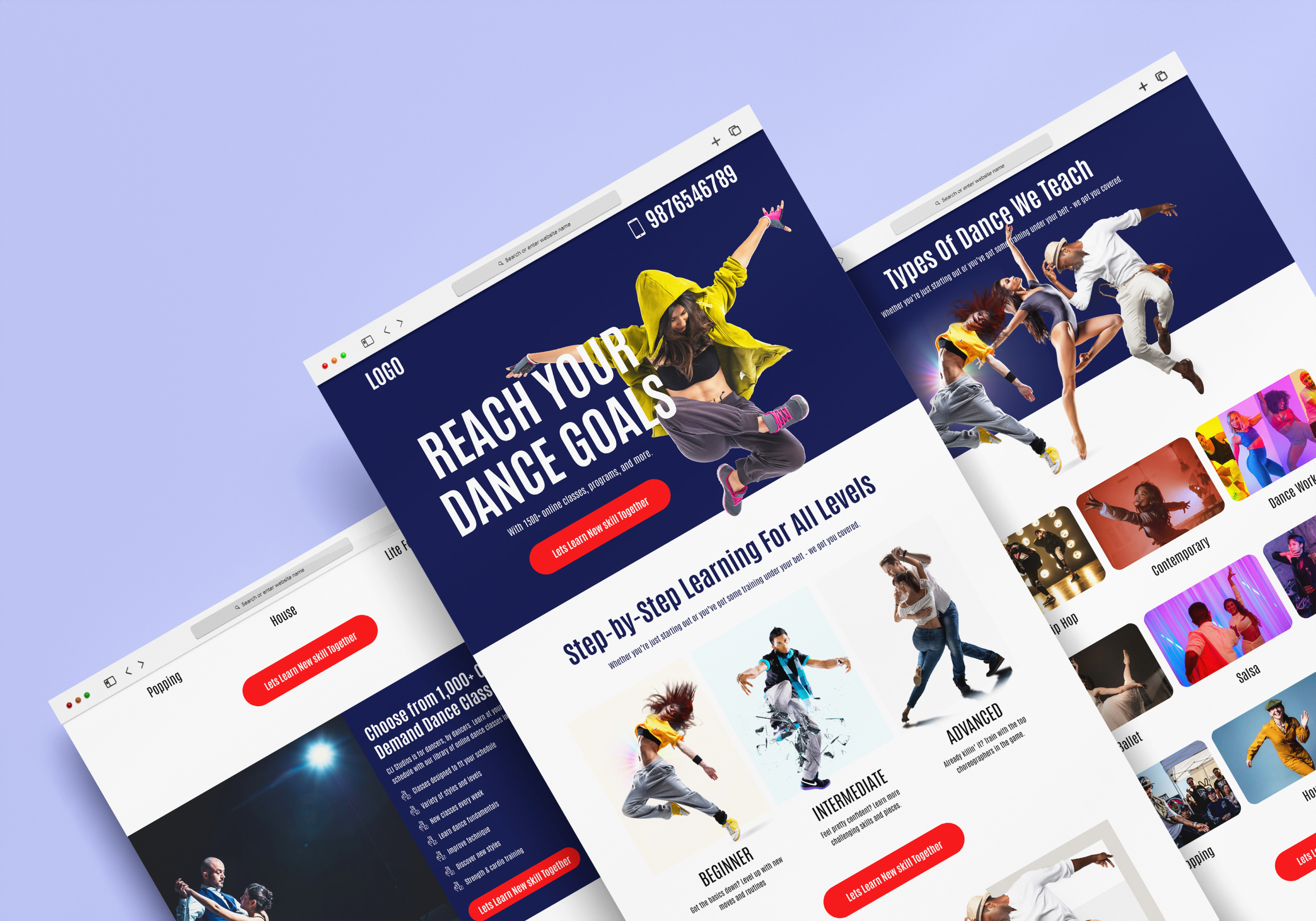 Dance Studio Website | Landing Page Design For Dance Studio branding clean dance dance classes dance music dance studio figma landing page minimal studio dance user experience visual design web website design website landing page