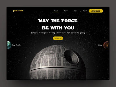 StarWars Theme Merchandise Store - Landing page 2023 2024 animation anime app asthetic branding christmas design graphic design happynewyear illustration landing page logo minimal starwars ui