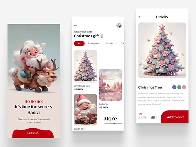 Christmas🎅 Gift Shop App animation app application chirstmus toy e commrce christmas gift current trend e commrce gift app interactive magical micro animation minimal design mobile app mobile application mobile ui new year2024 popularshot santa ux wishlist