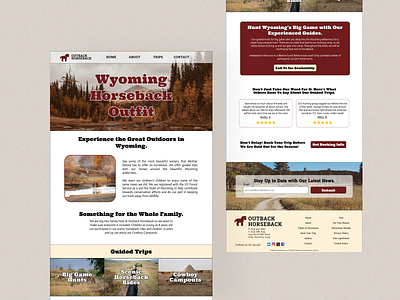 Dude Ranch Home Page Concept booking site concept design cowboy design dude ranch entry level feedback guest ranch home page horseback tours hunting trips landing page new designer travel website ui ux web design western