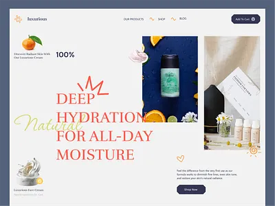Luxurious Skin Care Website cream design face landing landing page minimal popular shot product skin care ui uidesign web website