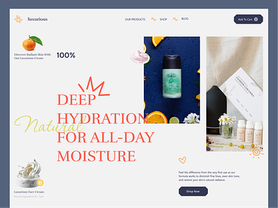 Luxurious Skin Care Website cream design face landing landing page minimal popular shot product skin care ui uidesign web website