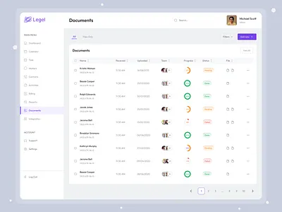 Legel-SaaS Law Firm Dashboard Documents Concept. attorney chart dashboard dashboard design document documents figma graphic design law firm lawdashboard lawyer legal portfolio website professional portfolio website saas saas dashboard saas law firm ui ux web