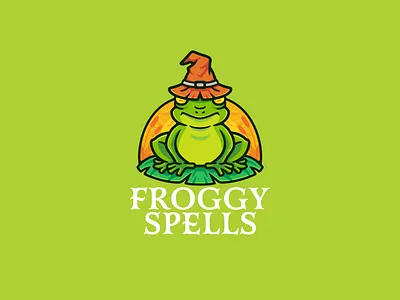 Frog Logo Mascot Cartoon Design cartoon character cute frog illustration logo mascot vector witch wizard