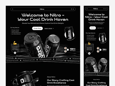 Cool Drinks Landing Page dark design ecommerce website ecommerce website design shopify website shopify website design ui saleh uiux visual design visual web design web design web templates web ui wordpress website