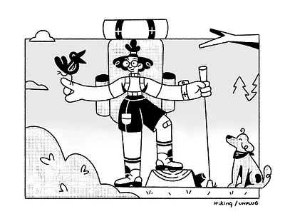 Hike 2d adobe illustrator animals art character character design clean design digital art dog hiking illustration nature outdoors