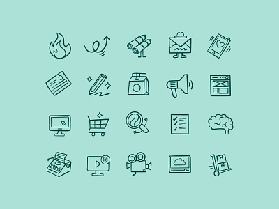 Brand Icons for a WIP branding branding branding agency brands communication agency creative agency design fun icons graphic design icons icons set illustration signaletic typography vector