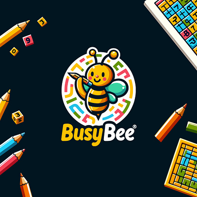 BusyBee Logo Design bee bee logo design best logo custom logo education logo logo design logo designer modern logo professional logo