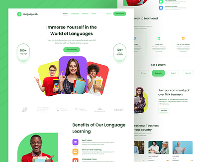 LanguageLab Landing Page - Language E-Learning abstract agency animation branding business concept design digital e learning ecommerce education figma landing page language minimal modern product design saas ui ux