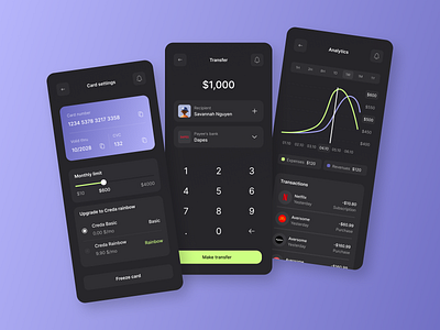 Banking mobile application - BankBall animation app assistant bank banking coin defi design finance fintech mobile money statistics token transfer ui ux wallet