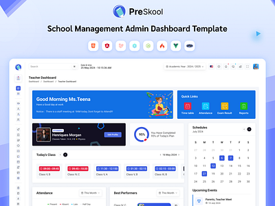 PreSkool- School & Education Management Admin Dashboard Template admin dashboard admin dashboard bootstrap admin template education management school management student dashboard teacher dashboard