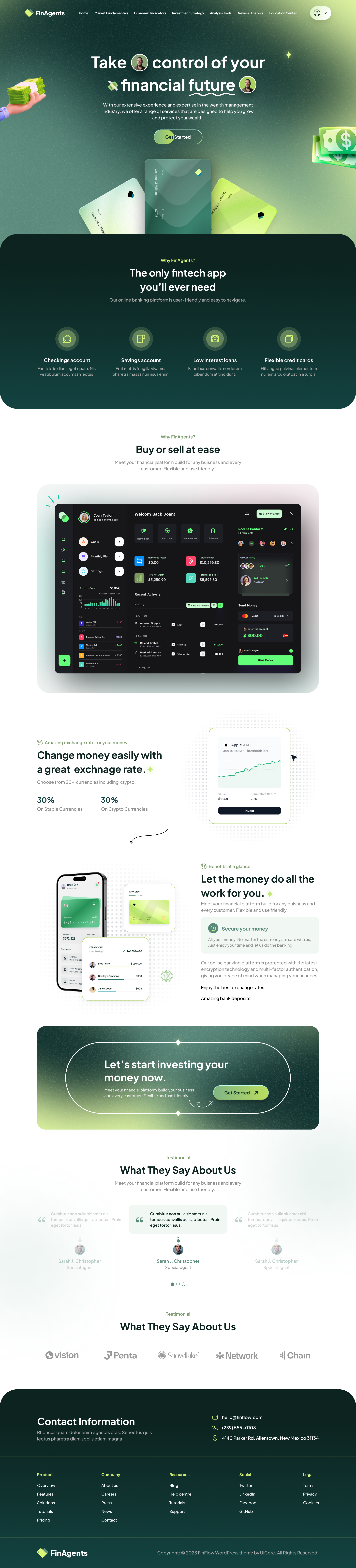 FinAgents Landing Page UI 3d animation branding graphic design logo motion graphics ui