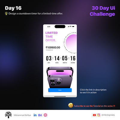 Day 16 Countdown timer app app shots branding design figma graphic design illustration logo ui ui design ux design vector