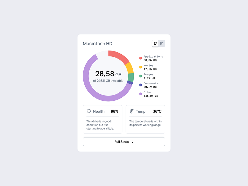 Storage Analyzer 123done chart clean dashboard design kit donut donut chart figma graph infographic minimalism storage ui ui kit