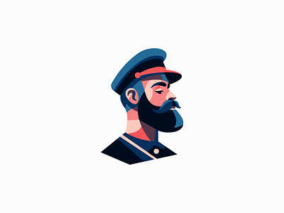 Naval Captain Logo beard branding captain colors design emblem geometric identity illustration logo man maritime mark nautical naval sailor symbol transport travel vector