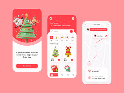 Christmas App Design 3d app app design christmas christmas app design figma illustration typography ui ui design ux ux design