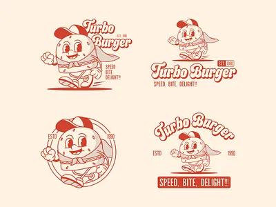 Turbo Burger - Vintage Logo branding burger logo design digital illustration ditigal fast food graphic design illustration logo logo branding logo design logo identity mascot mascot logo retro retro branding retro logo vintage vintage branding vintage logo