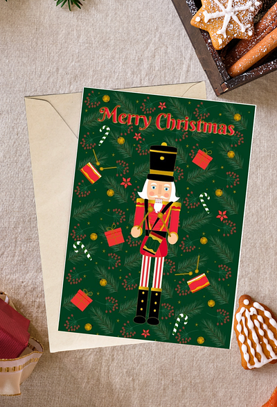 Merry Christmas Nutcracker Greeting Card chrismtas greetings design digital art digital illustration graphic design greeting card illustration nutcracker vector