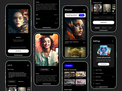 ARTE - AI Art Generator Mobile App ai app branding design mobile ui ux