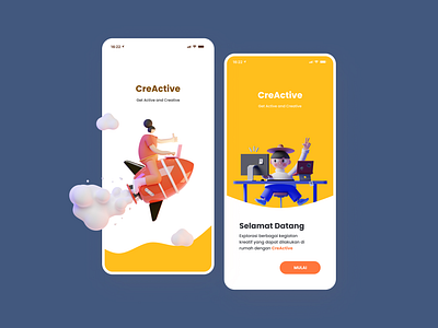 CreActive Mobile Onboarding Page creative education gamification landing page mobile design mobile ui onboarding splash screen ui ui design