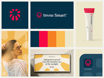 Invisi Smart Sun Cream Logo Design brand designer brand identity branding cosmetic logo creative logo design graphic design logo logo design logo designer negative space logo shield logo sun cream logo sun logo sunblock logo