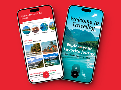 Travellog app UI/UX branding logo ui