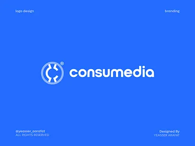 Consumedia Logo agency branding business company concept content creator design film idea lettering logo logotype maker media minimal modern multimedia play button production youtube