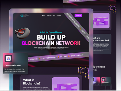 Blockchain Web Landing Page blockchain blockchain network crypto cryptocurrency defi design fintech home homepage landing landing page network saas ui design uiux ux uxui web3 webpage website