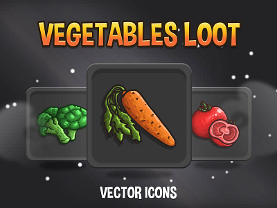 Free Vegetables Vector Icon Pack for RPG 2d art asset assets food game game assets gamedev icon icone icons illustration indie indie game mmo mmorpg pack rpg set vector