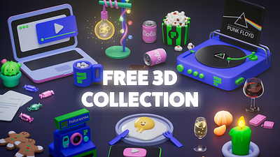 FREE 3D New Year Collection 3d 3d candy 3ddesign 3dfree 3dicons 3dlaptop 3dpack 3dpopcorn 3dshapes animation design free graphic design icons illustration motion graphics newyear
