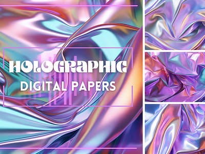 Holographic Digital Papers backgrounds crafting supplies digital illustration digital papers graphic design holographic background holographic texture