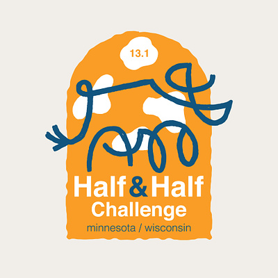 half & half challenge branding challenge cow dairy design graphic design half marathon illustration logo midwest running texture vector vintage