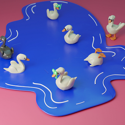 Seven Swans A-Swimming 3d animation bird christmas clay claymation cute pond stopmotion swan