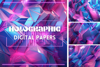 Holographic Digital Backgrounds graphic design pink ombre background