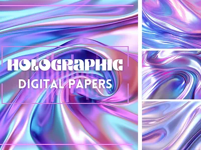 Holographic Digital Papers backgrounds crafting supplies digital papers graphic design