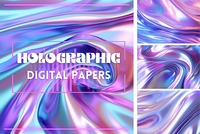 Holographic Digital Papers backgrounds crafting supplies digital papers graphic design