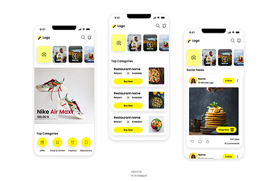 UI Design of Integrating Social media and shops animation app design branding ui ui design user experinece ux webdesign wireframe